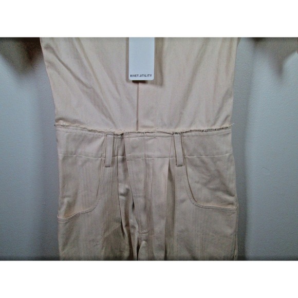 Rivet Utility‎ Jumpsuit Coveralls Size X-Small Ivory New Yorker Short Sleeve - Picture 8 of 12